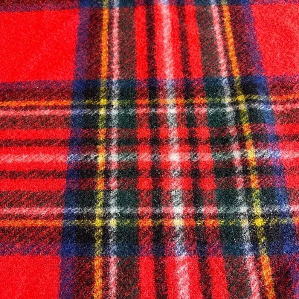 Connemara Foxford Ireland 100% Pure Wool Rug Blanket Red Royal Stewart Plaid Fri